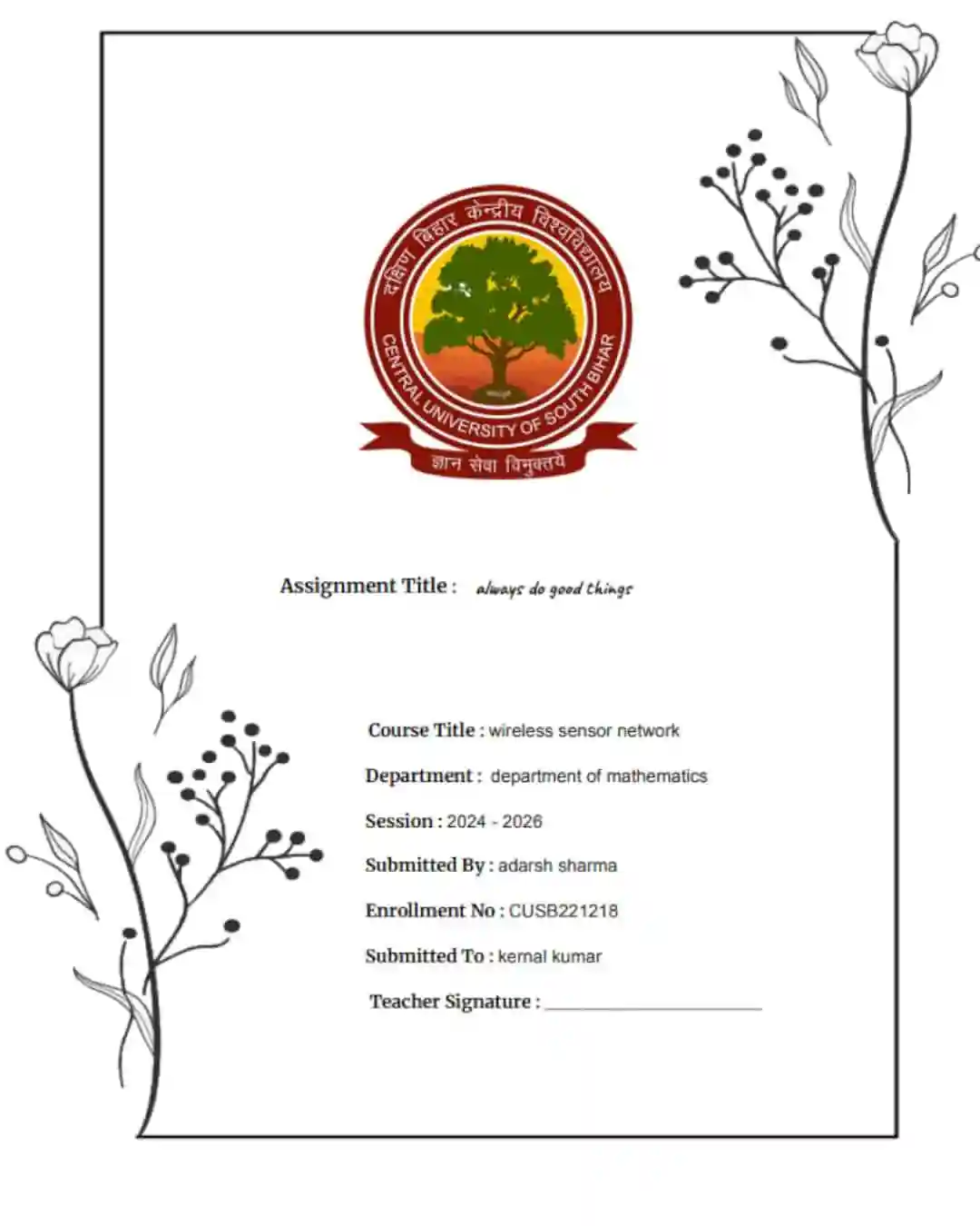 beautifull cover page template for assignment or project